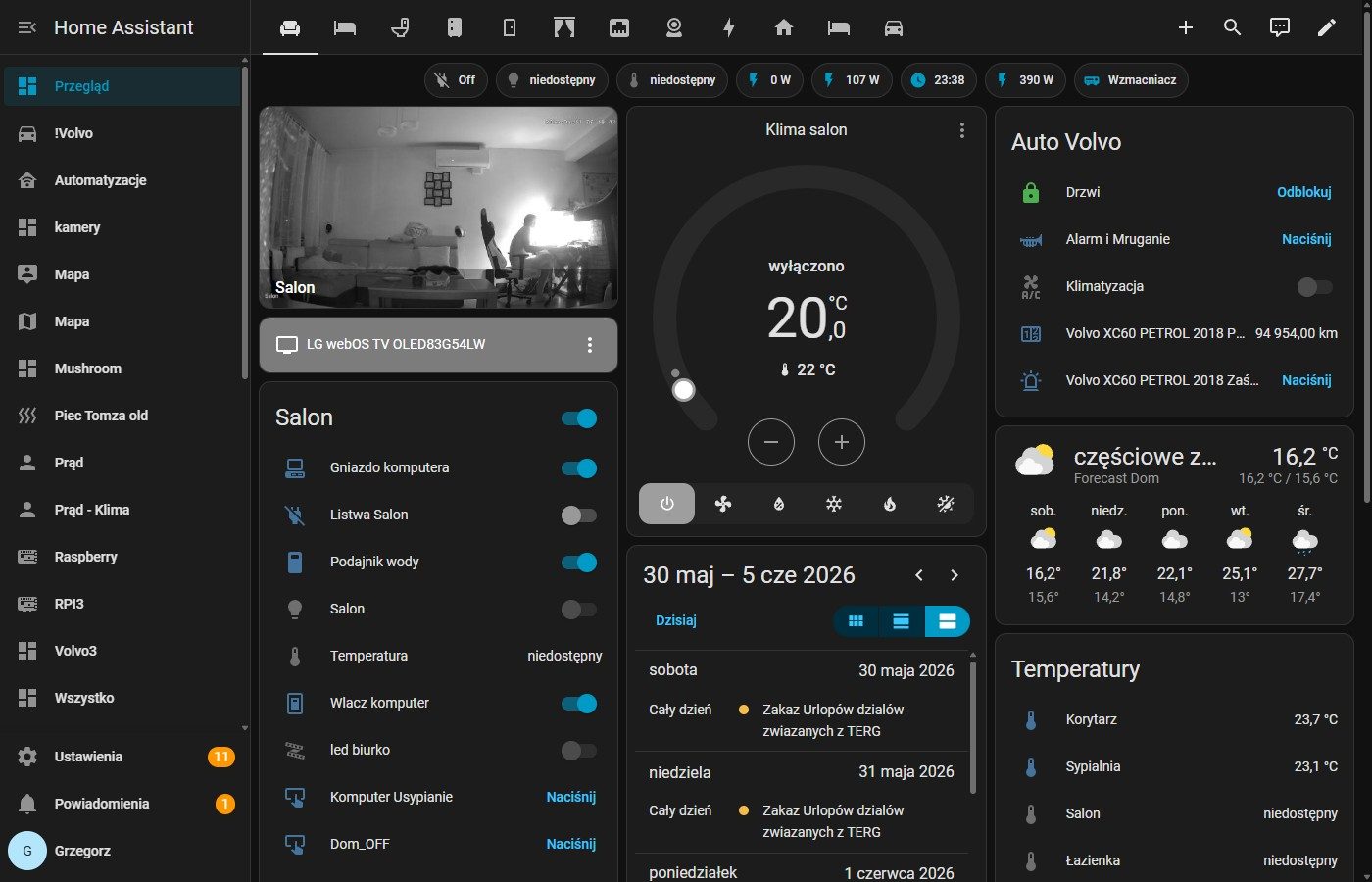 Smart Home / Home Assistant — Panel domowy